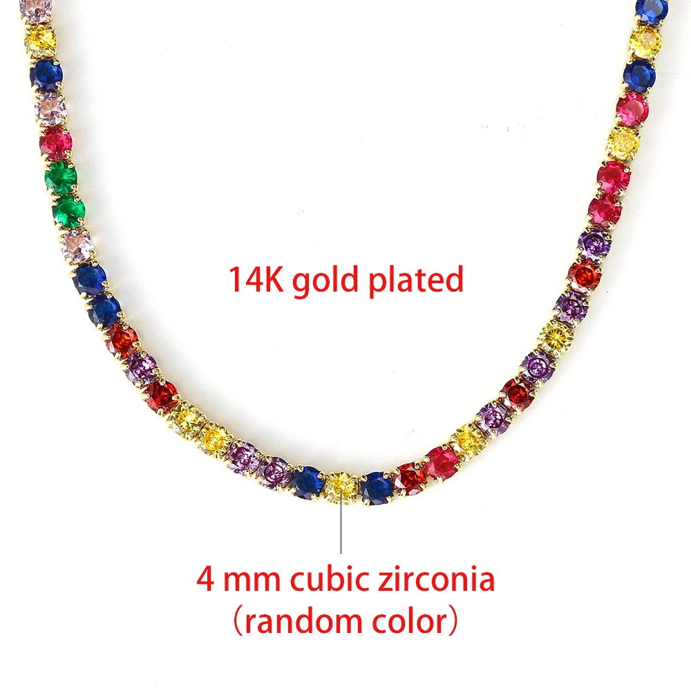 Tennis Choker Halsketten Frauen HipHop Iced Out AAA + Zirkonia Gold Farbe Kristall Kette Weiblichen Schmuck auf Den Hals OHN099