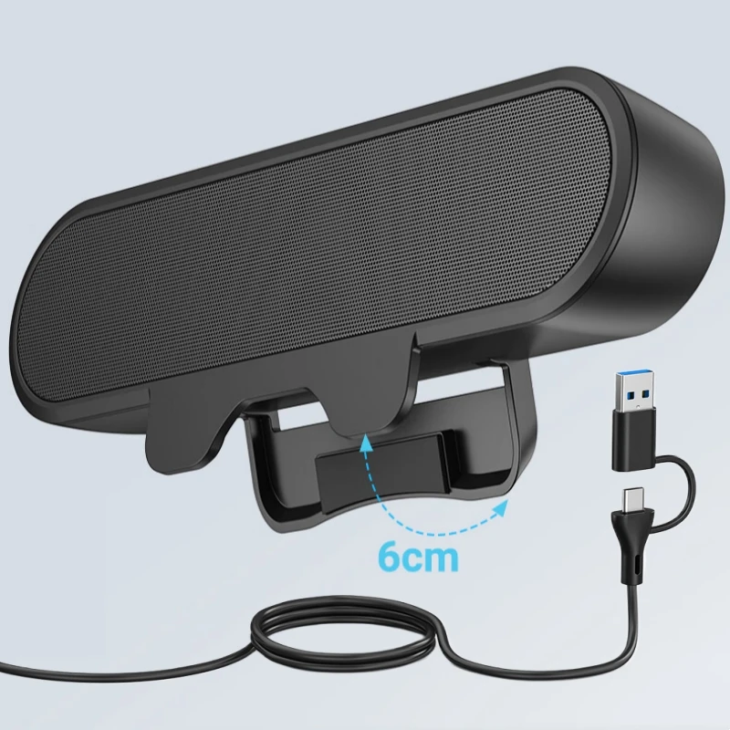Typ-C/USB-Lautsprecher mit verstecktem Clip-on-Laptop, Mini-Soundbar, tragbares Desktop-Handy, geeignet für Computerzubehör