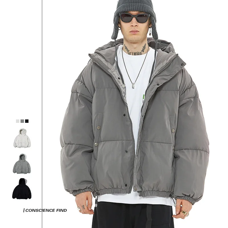 Japanese Retro Thickened Warm Cotton Padded Jacket Men\'s Fashion Casual Loose Oversize Parka Couple Street Simple Winter Coat