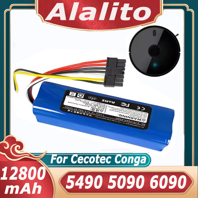 Replacement Battery 14.4V 12800mAh Li-ion Battery for CECOTEC CONGA 5490 5090 6090 Robot Vacuum Cleaner Accessories