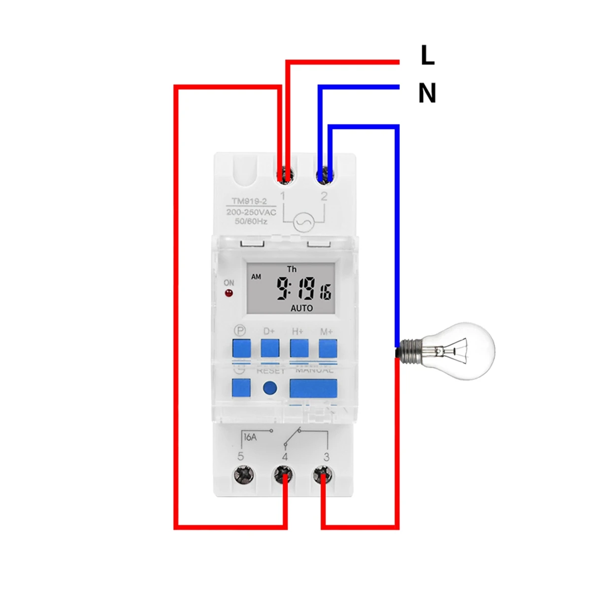 SINOTIMER TM919A-2 Programmable Digital Time Switch Relay Timer Control AC 220V 16A Din Rail Mount