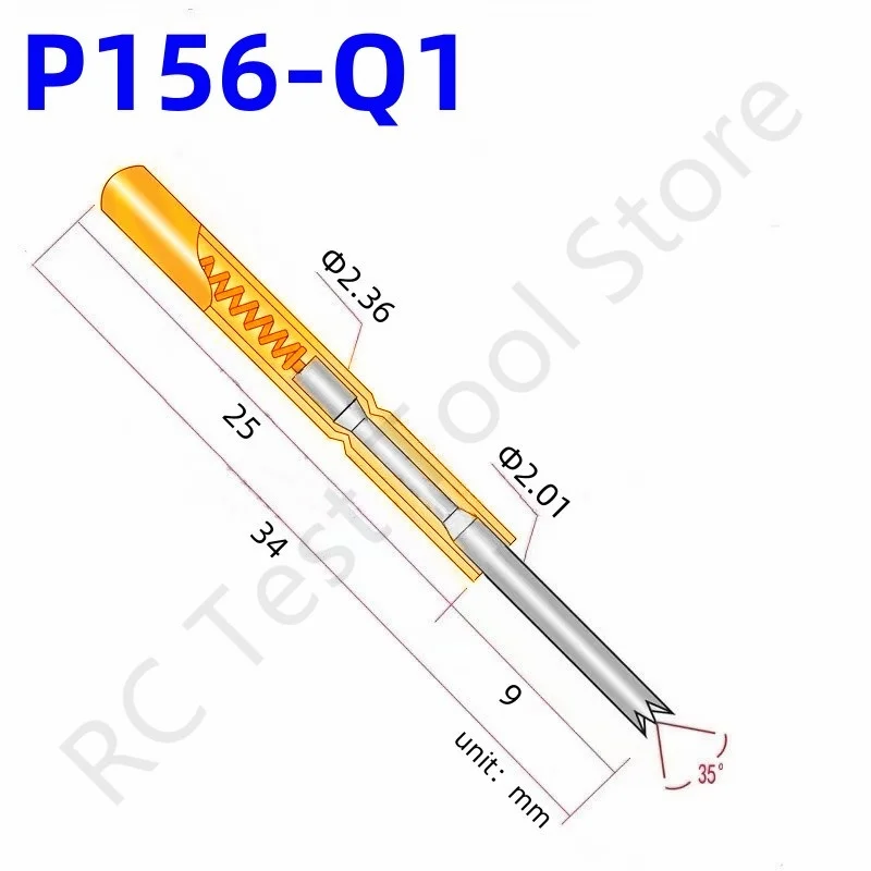 

100PCS P156-Q1 Spring Test Probe Test Pin Pogo Pin PCB Test Tool 34mm Pin Dia 2.36mm Straight 4 Claws Head Dia 2.1mm P156-Q