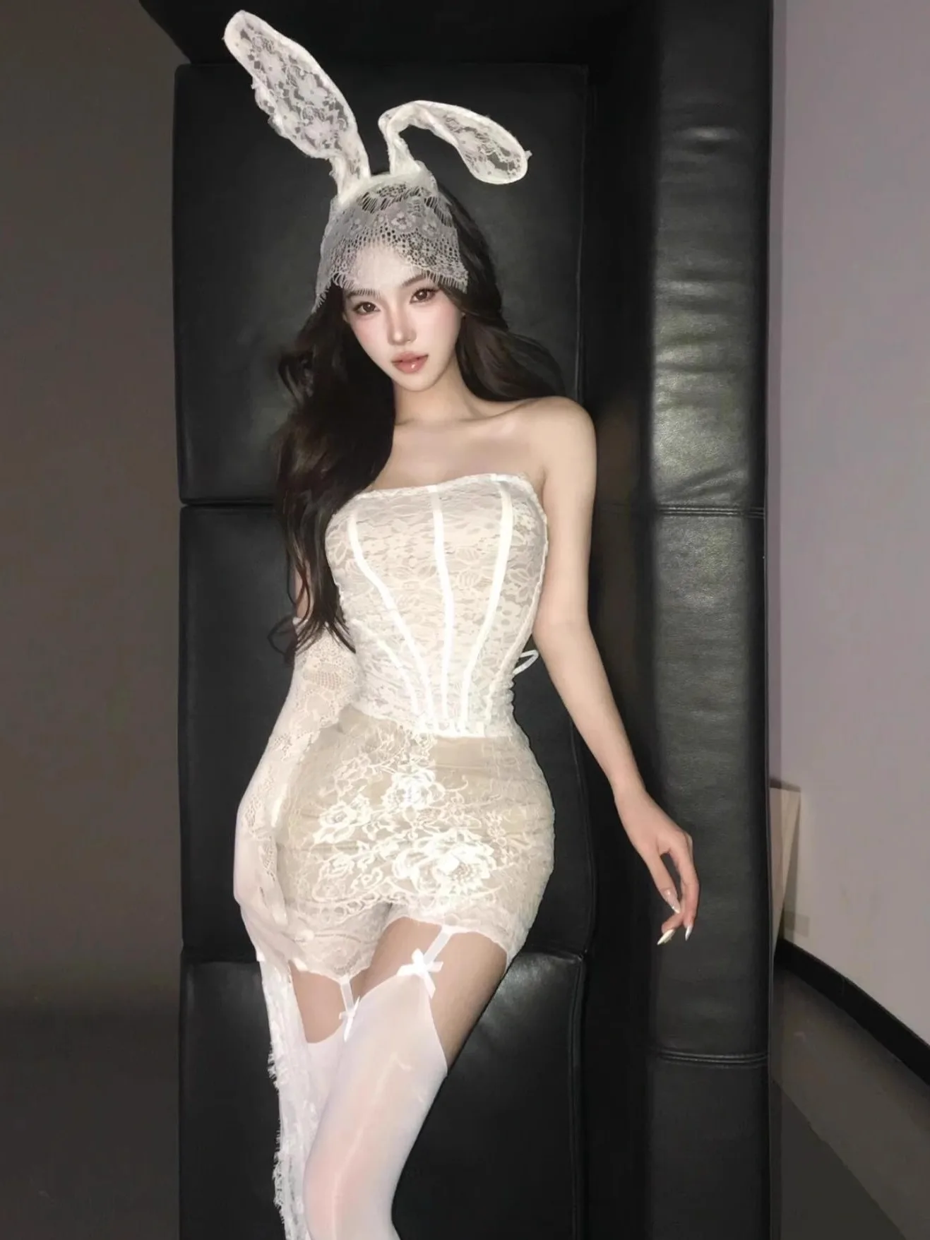 

Pure Desire loween Cos orm Rabbit Girl Outfit Lace Dr Сексуальная ор Юбка Комплект с кроликом Женский костюм Faion Par