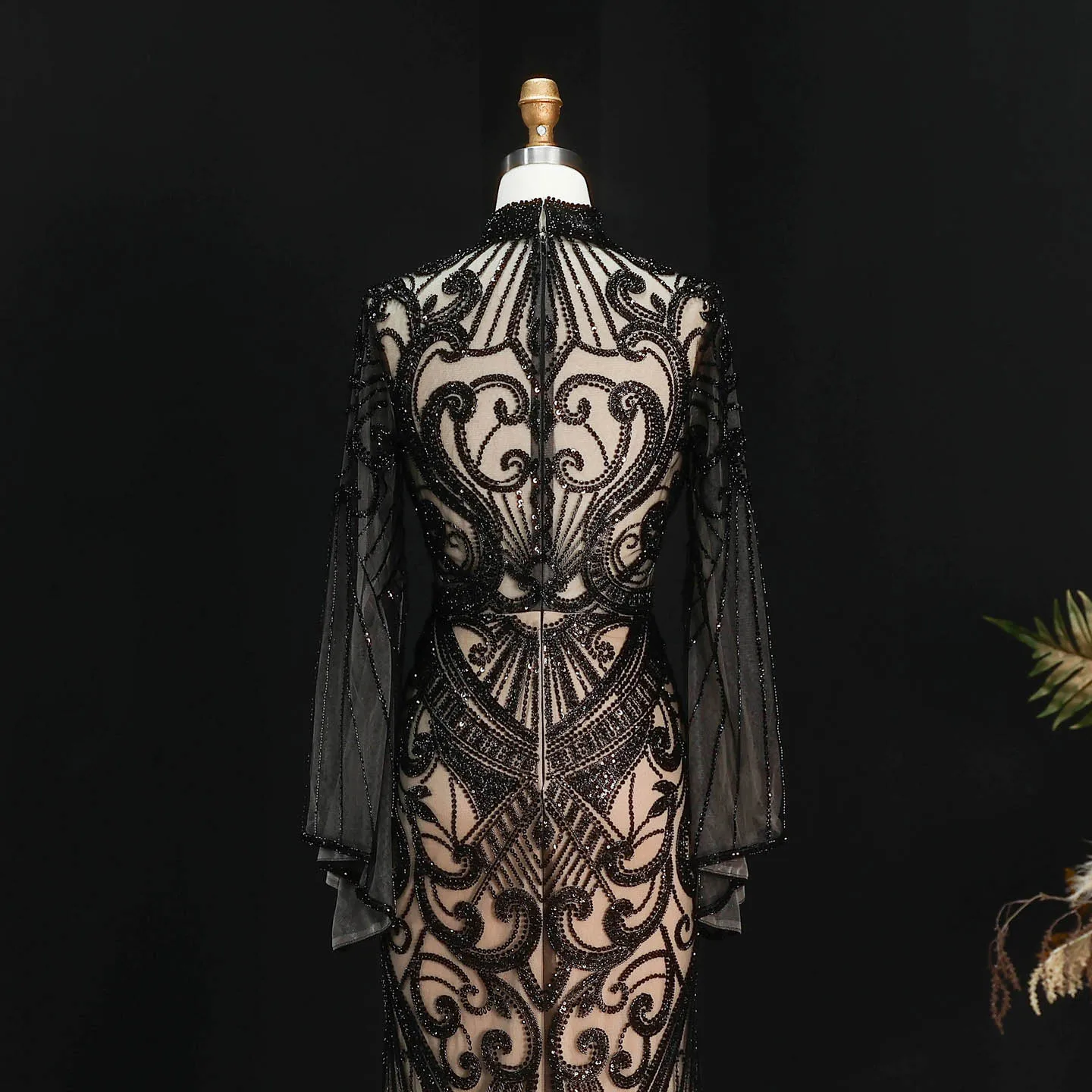Sharon Said Abendkleider Luxuriöse Meerjungfrauenkleider mit Hohem Kragen und Langen Ärmeln, Funkelnde Pailletten-Formelle Kleider für Abschlussball und Party, Elegantes SS055 Maßgeschneidert – Detail 17