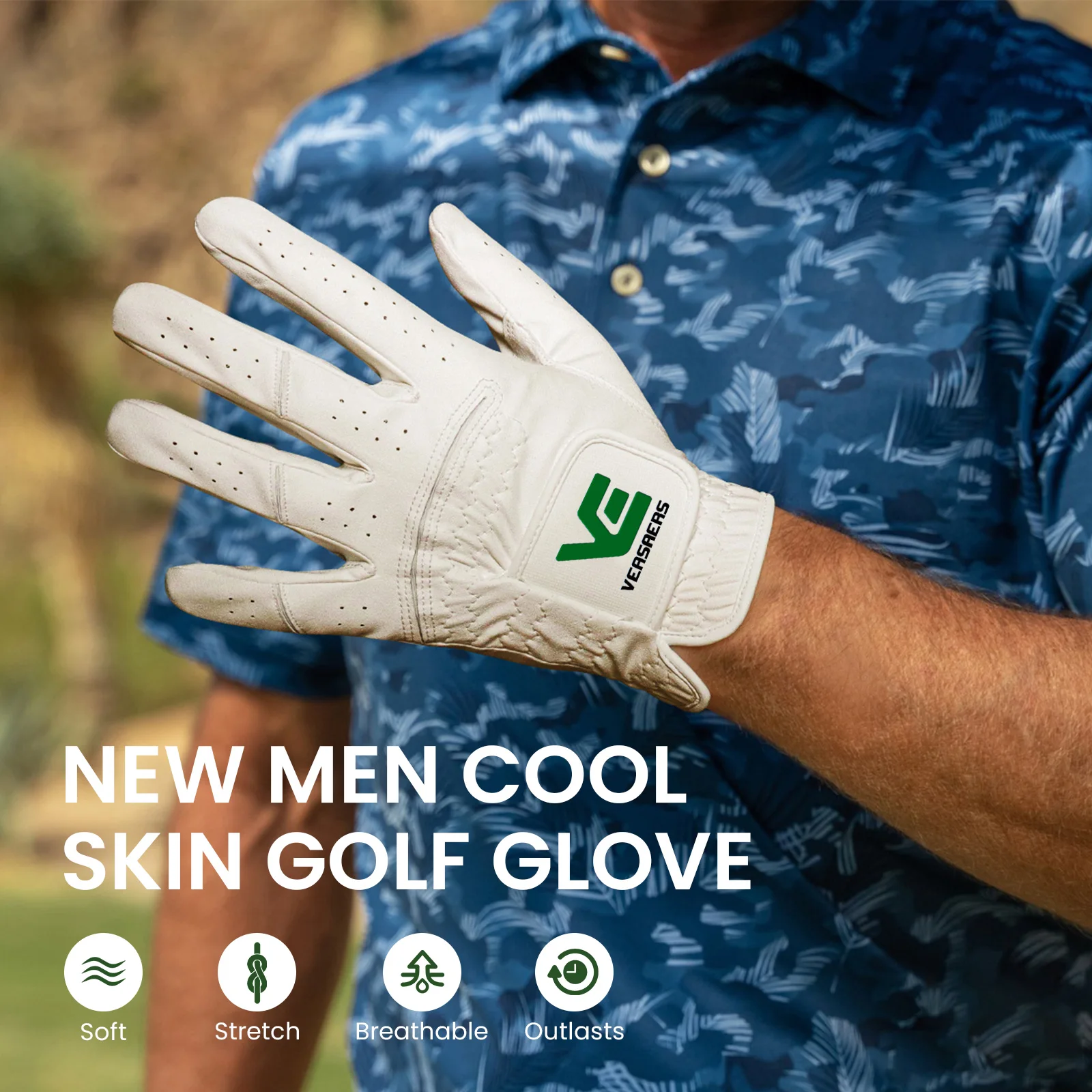Guanto da golf da uomo per mano sinistra – Impugnatura antipioggia per tutte le stagioni per golfisti destrimani, design bianco resistente, confezione da 2