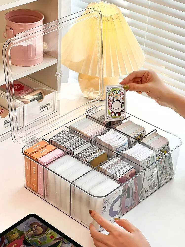 Capacity Storage Stationery Card Collection Photocards School Photo Kawaii Box Organizer Big Transparent