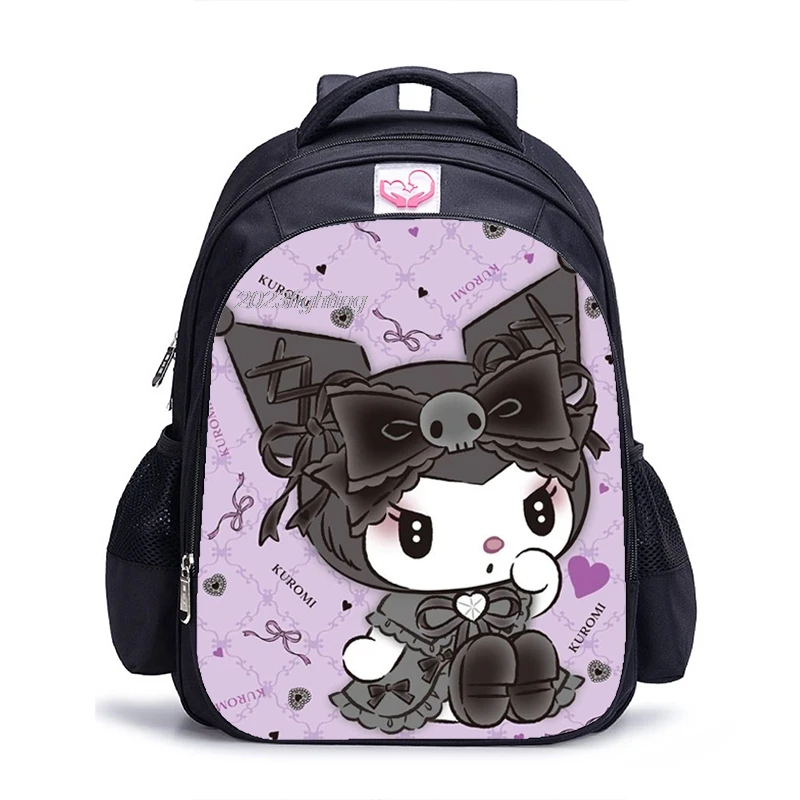 MINISO Kawaii Melody Kuromi Backpack Children School Bags for Boys Girls Waterproof Primary Book Bag Mochila Infantil