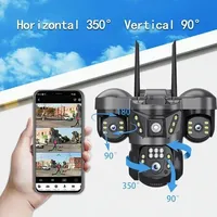 Three Lens PTZ IP Camera Outdoor HD Three Screen 4G Security Camera Auto Tracking 15MP Wireless WiFi Video Surveillance CCTV Cam