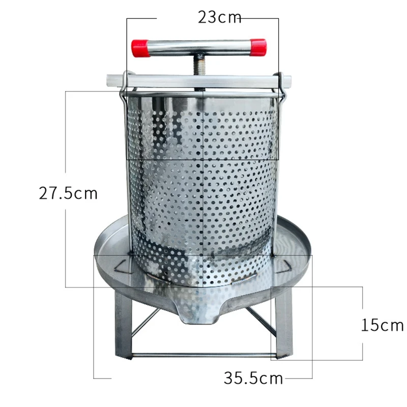 식품 등급 스테인리스 스틸 과일 주스 프레스, 과일 와인 압착기, 야채 착즙기, 비노 프레스, 10L 허니 프레스, 2.5 Gal