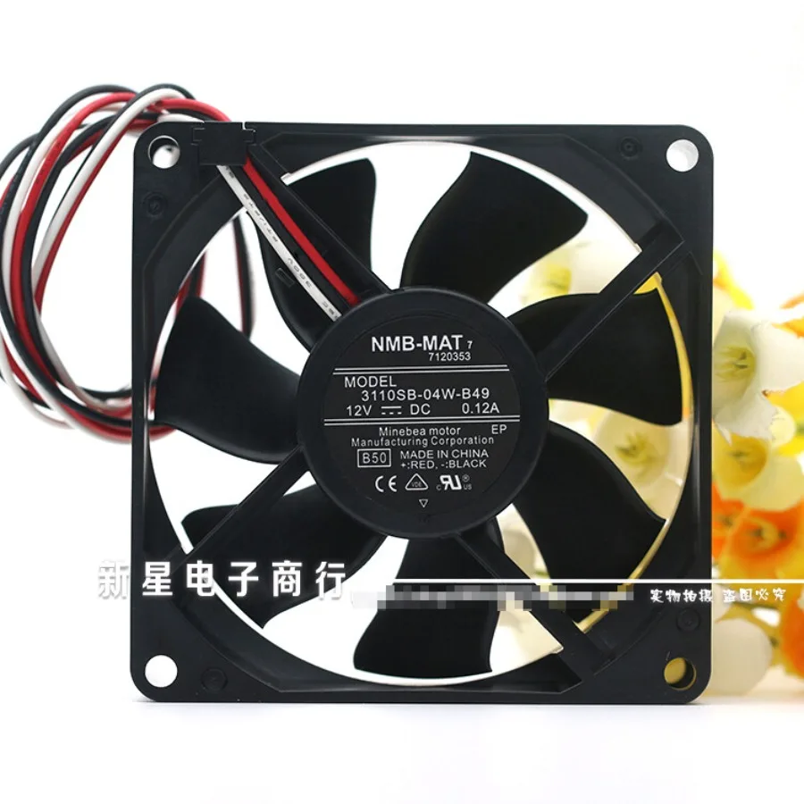 

1pcs for NMB 3110SB-04W-B49 8CM 12V 0.12A 8025 Double Ball Cooling Fan 3pin