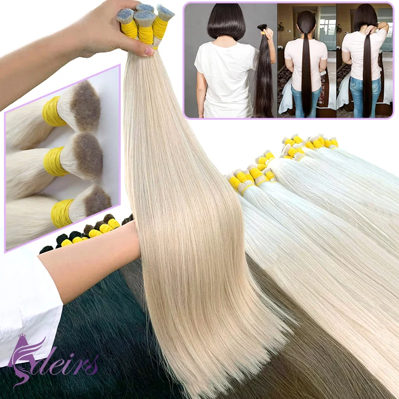 ADEIRS Bulk Hair Extensions 100% Natural  Real Human Hair 16-24inch Black Brown Blonde 613 Color for Women Straight