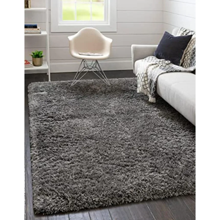 

Infinity Collection Solid Shag Area Rug 10' x 13' in Smoke Color Luxurious Plush Texture Ideal for Expansive Living Rooms Large