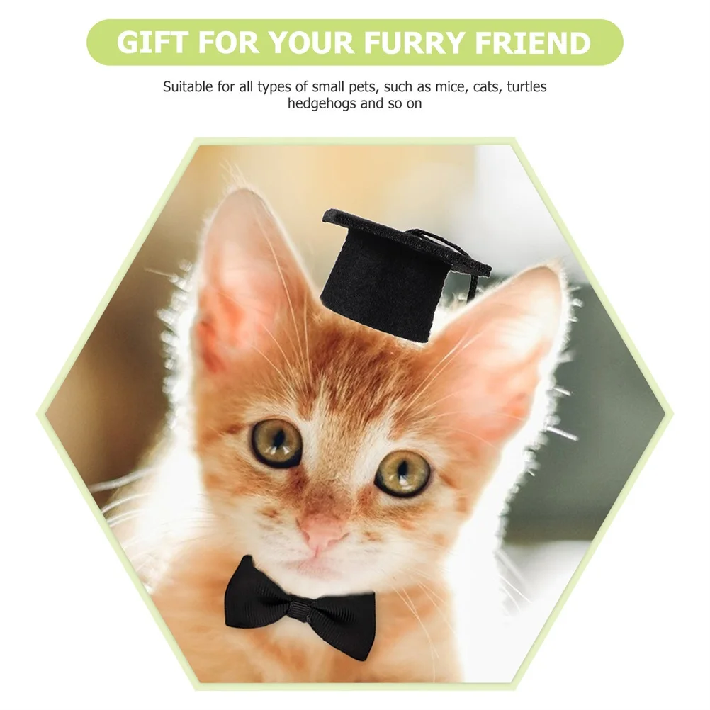 

2Pcs Pet Graduation Hat Set Felt Cloth Small Pet Bow Tie Caps Adjustable Buckle for Hamster Guinea Pig Sugar Glider Costume