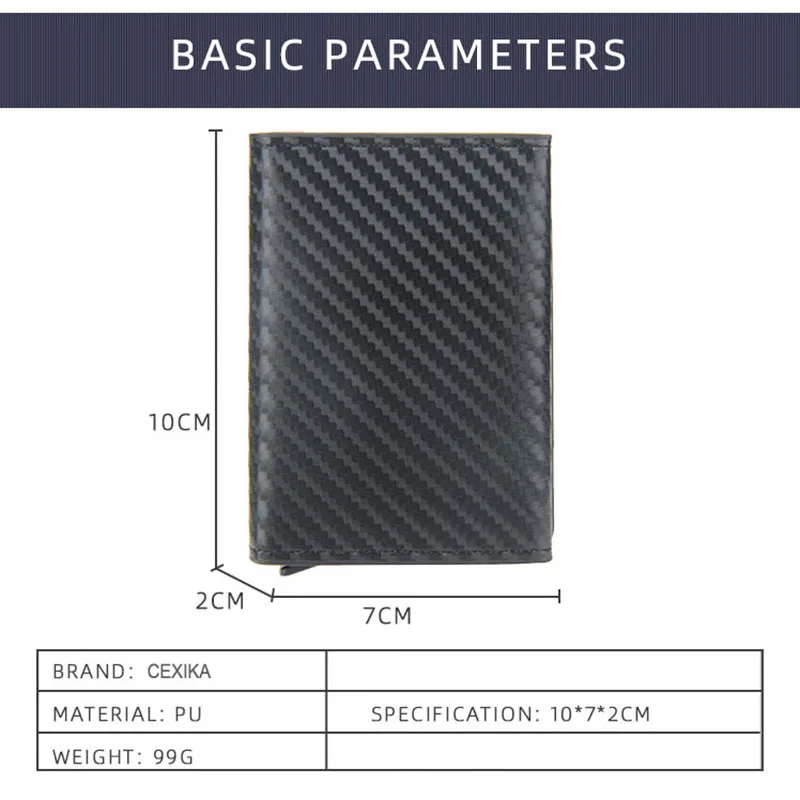 Magnet Rfid Blocking Credit Card Holder Case for Men Unisex Leather ID Bank Wallets with Magnetic Buckle Closer Small PU Purse image 2