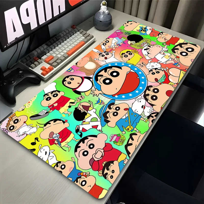 Tapis de souris c-crayon s-shin-chan, accessoires de bureau pour PC, tapis étendu à motif animé, tapis de bureau antidérapant, tapis de jeu en caoutchouc