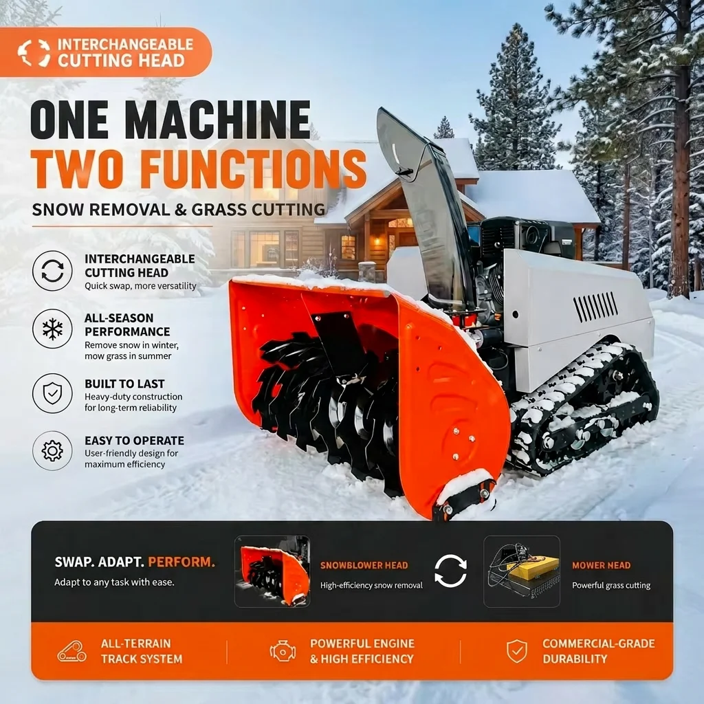 Heavy Duty Industrial Hybrid 15HP  Powered All Terrain Crawler Multi Functional Clearing Equipment for RC Snow Blower
