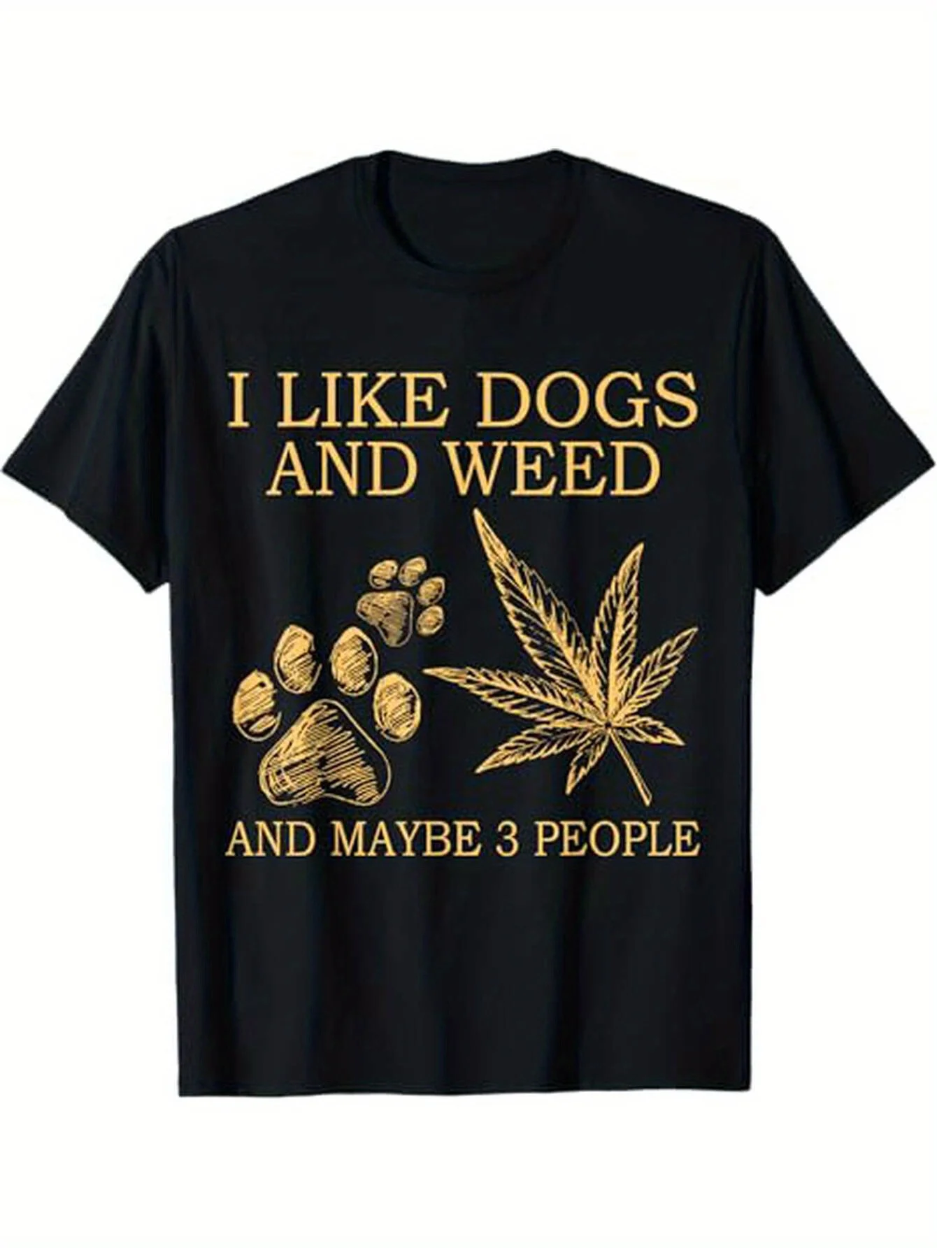 

I Like Dogs Weed Funny Graphic T-Shirt Men's Cotton Crew Neck Short Sleeve Tee Casual Gift
