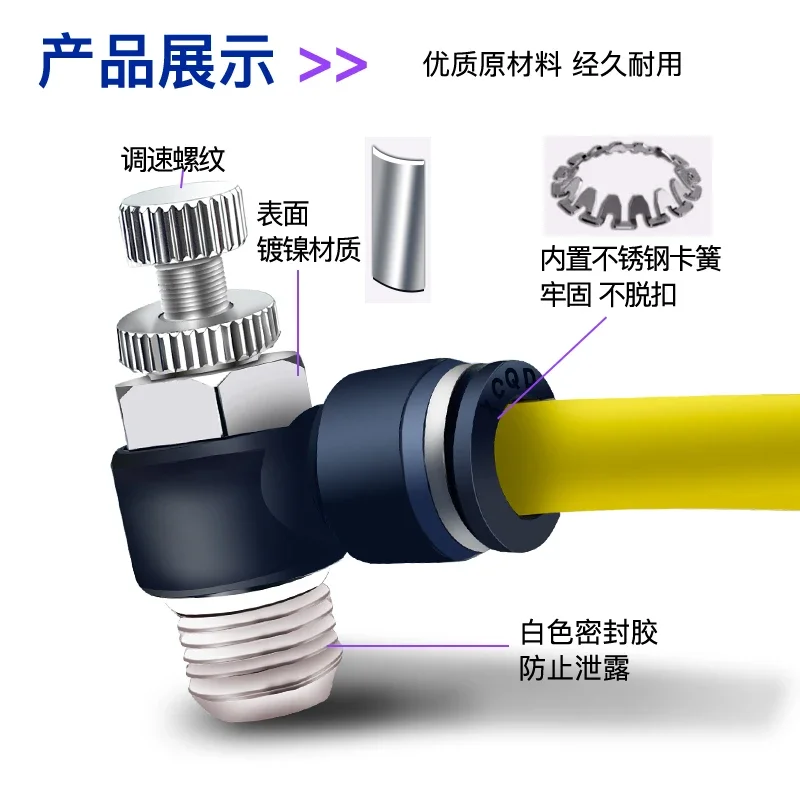 

10PCS Black cylinder throttle valve connector SLJSC4/6/8/10/12-M5-01-02-03 regulating valve