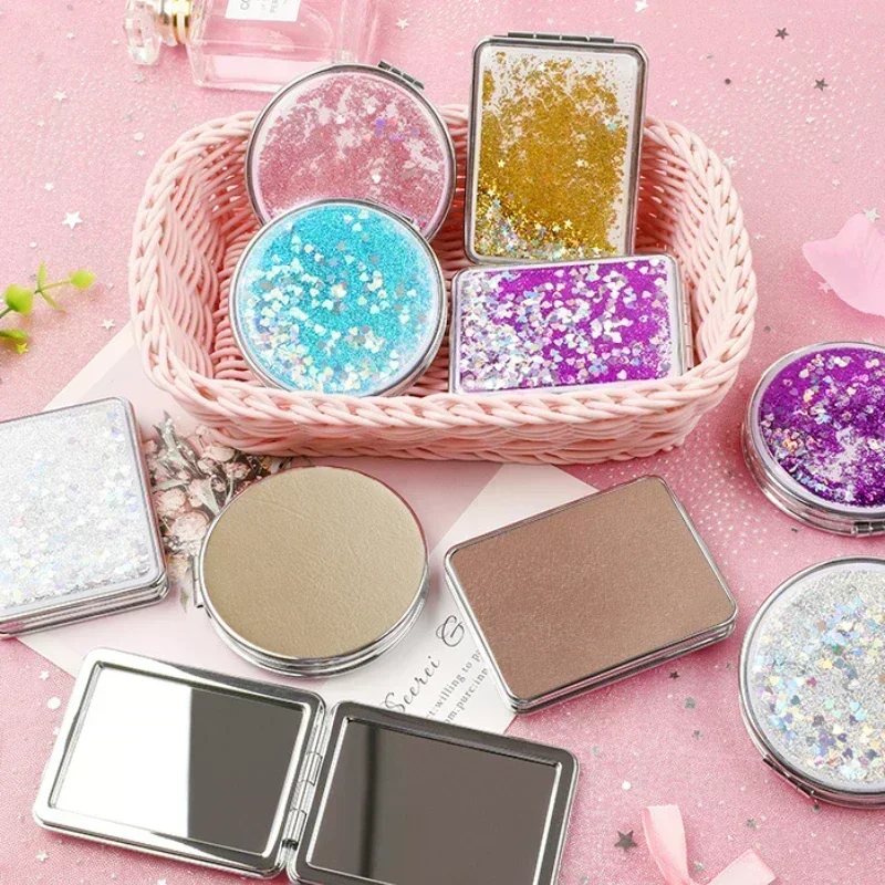 Drijfzand make-up ronde spiegel schattig meisje cartoon dubbelzijdige spiegel draagbare make-upspiegel woondecoratie accessoires