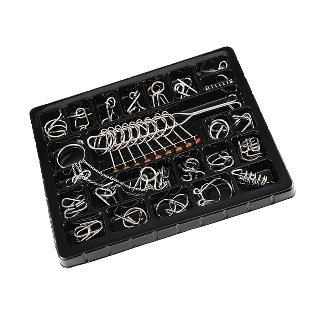 25 Pcs Bent Wire Puzzle Ring for Adults Puzzles Brain Buckle Intelligence Casual