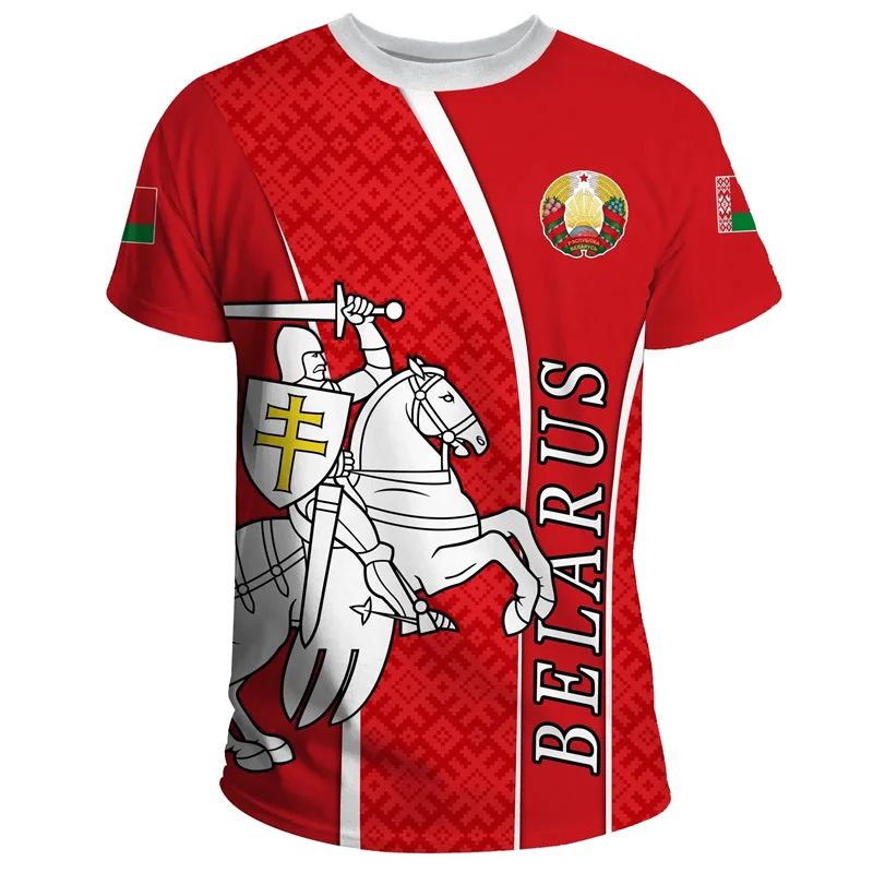 Belarus Men\'s T-shirts Casual Loose Round Neck Belarusian Flag BL Short Sleeve Tops Tees Men\'s Clothing Oversized T Shirt 2025