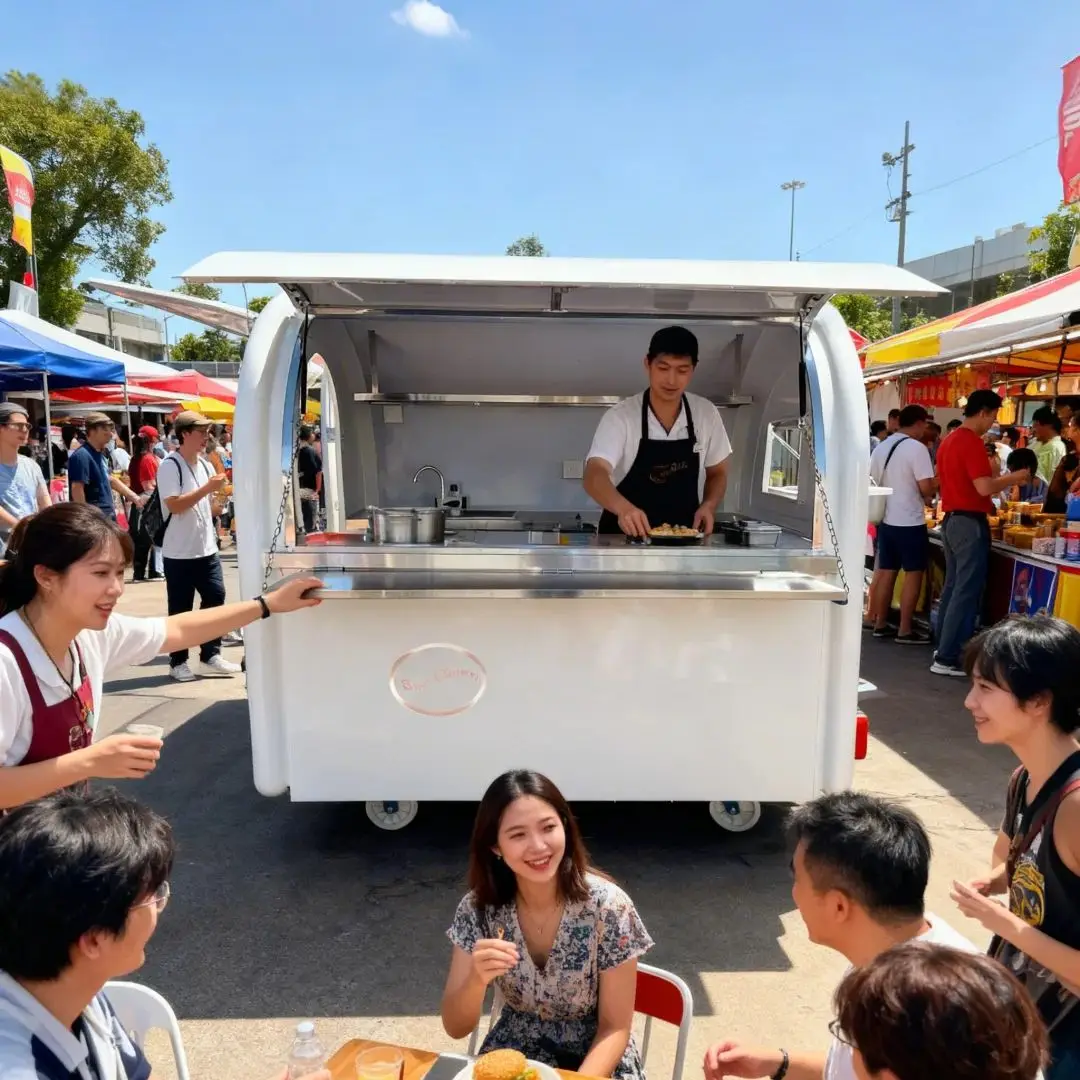 Outdoor Food Trailer Main Body White Ample Operating Space for Food Business Catering