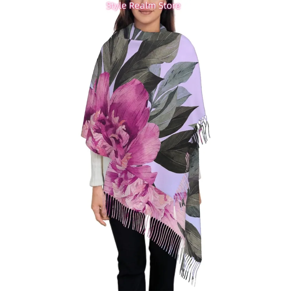 Oversize Scarf for Women Flying Storks Wild Birds Cranes Scarf Tassel Scarves Fall Winter Shawl Wraps