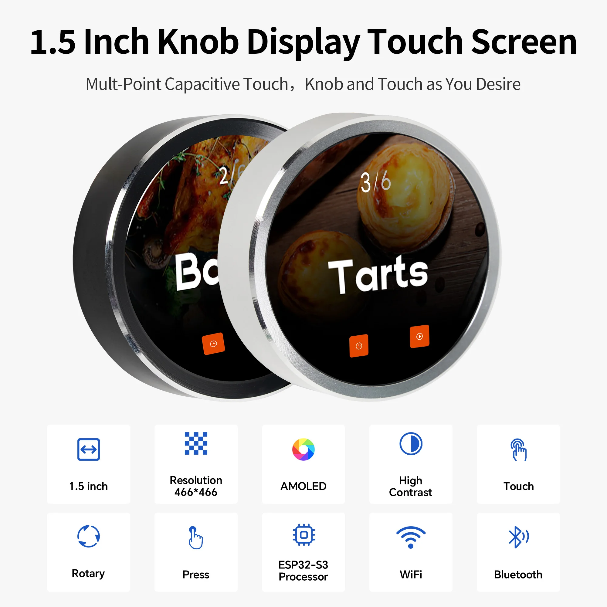ESP32 S3 Development Board 1.5 Inch IPS AMOLED 466*466 Knob Display for LVGL Ar-duino