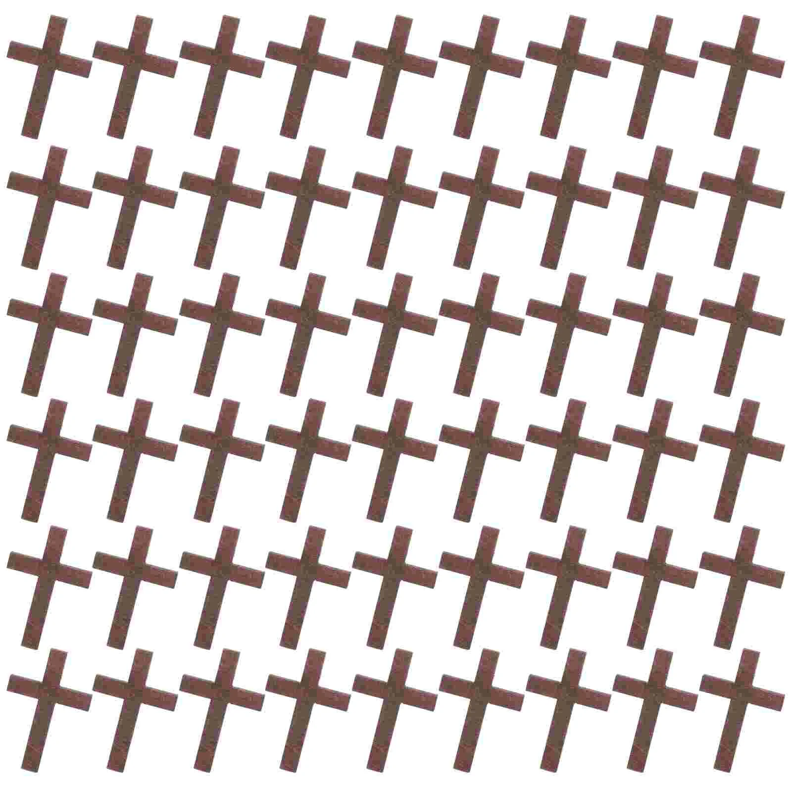 70 Pcs Mini Cross Pendant Jewelry Making Charms Necklace Wooden Fashion Pendants Necklaces Brown Ethnic