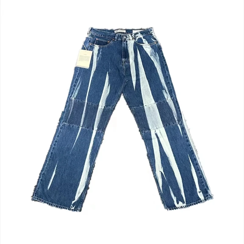 

High Street Our Legacy Paint Printing Washed Trousers Fashion Casual Loose Jeans Y2k Men's Clothing Women's Clothes