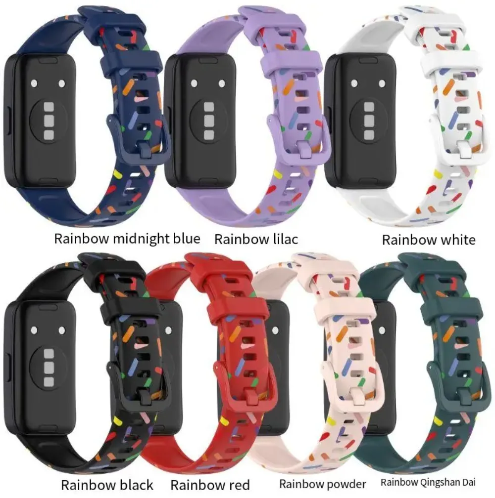 Soft Printed Silicone Strap for Huawei Band 10 Smartwatch Breathable Comfortable Beltd Bracelet for Huawei Band 10/9/8 Accessory