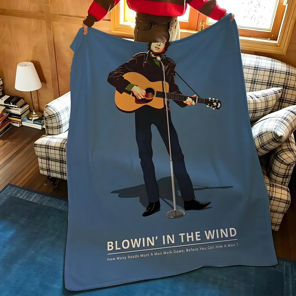 Music B-Bob D-Dylan Throw Flannel Cozy Print Blanket, Portable, Durable  Machine Washable cute Cool
