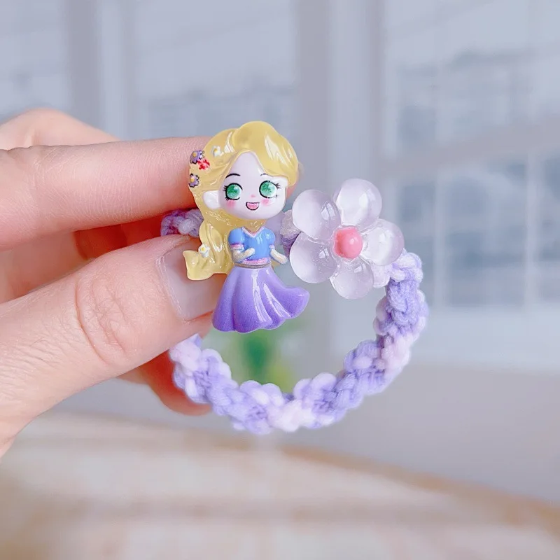 نسخة ديزني الكورية من سلسلة أميرات حورية البحر اللامعة، حلقة شعر لطيفة وناعمة وصغيرة، إكسسوارات شعر كرتونية، حبل شعر