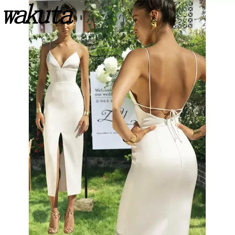 Wakuta Fashion Women's Short Wedding Dresses Luxury Spaghetti Straps Satin Wedding Gowns for Bride Prom Vestido De Casamento