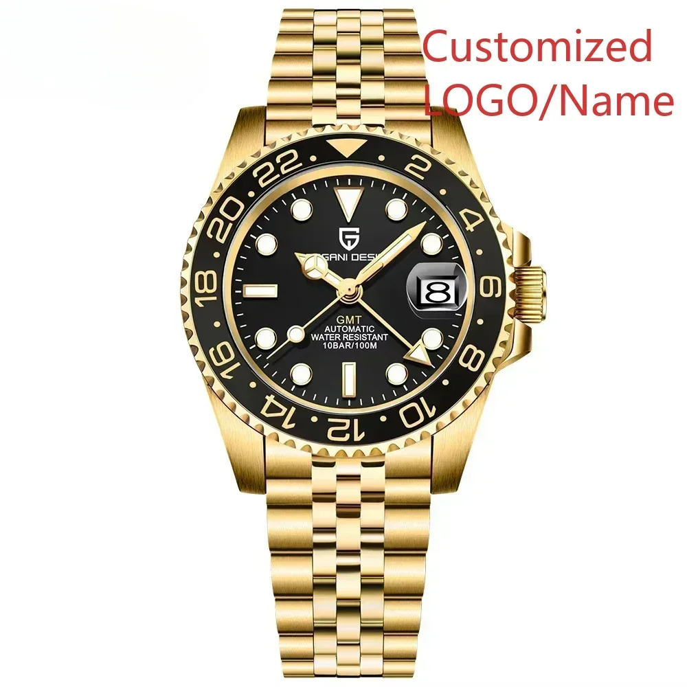 

A88 Store 40mm Men Watch GMT Automatic Mechanical Wristwatch Sapphire Ceramic Bezel Stainless Steel Bracelet Customized