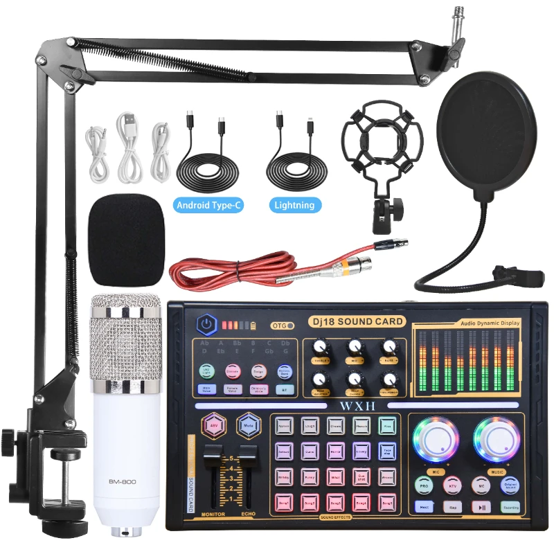 Tarjeta de sonido con micrófono inalámbrico profesional Bm 800, Webcast PRO, para PC, ordenador, teléfono, Karaoke, cantar en vivo, juegos