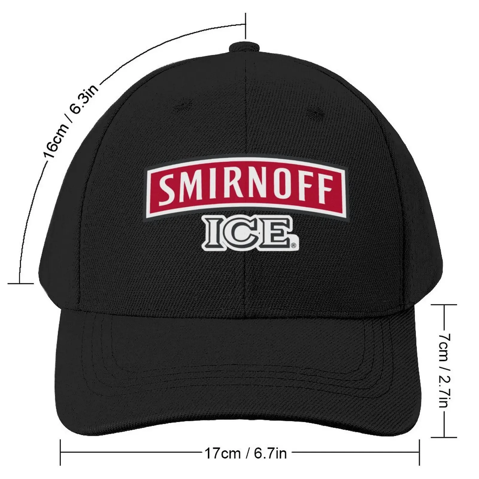 Smirnoff Ice Logo Classic T-Shirt Baseball Cap |-F-| men's big size hat Luxury Brand hats on offer Women Men's