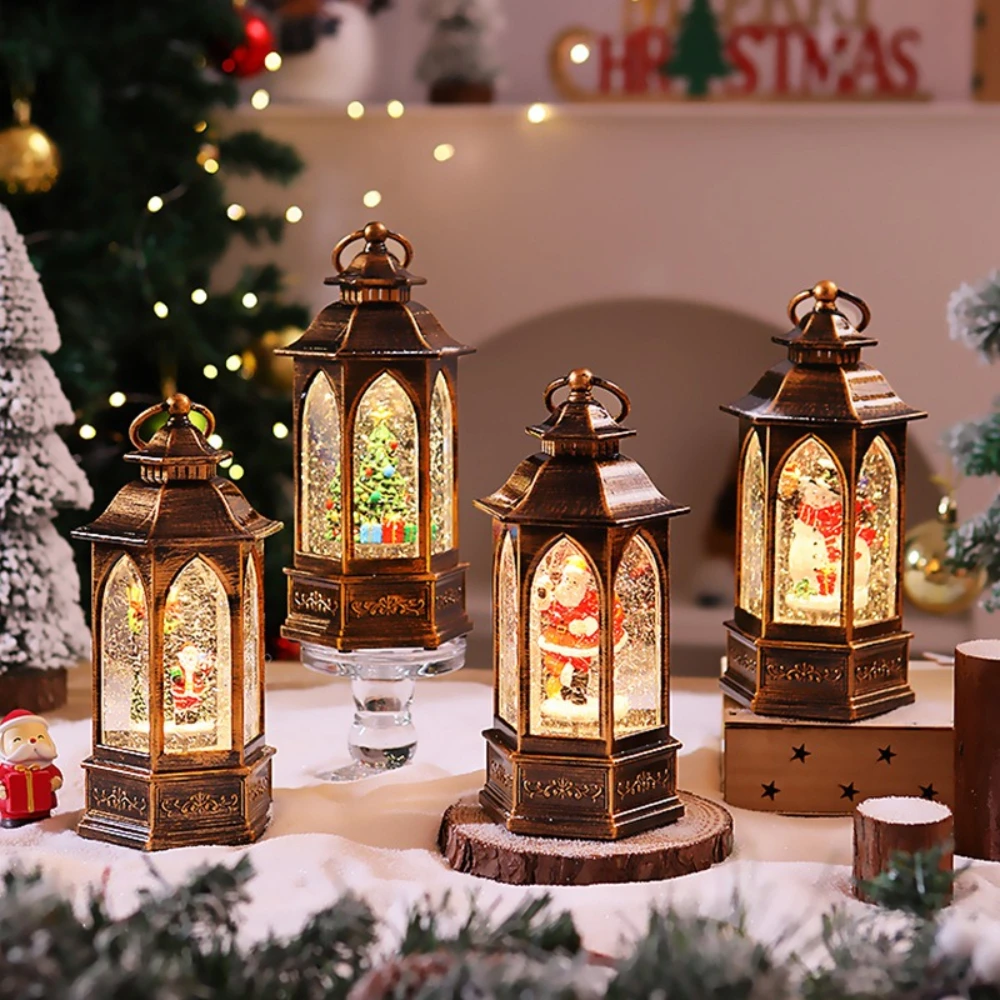 Christmas Snow Lights Decorative Lights Table Ornaments Santa Claus Hexagonal Music Box Scene Arrangement Christmas Gifts view 2