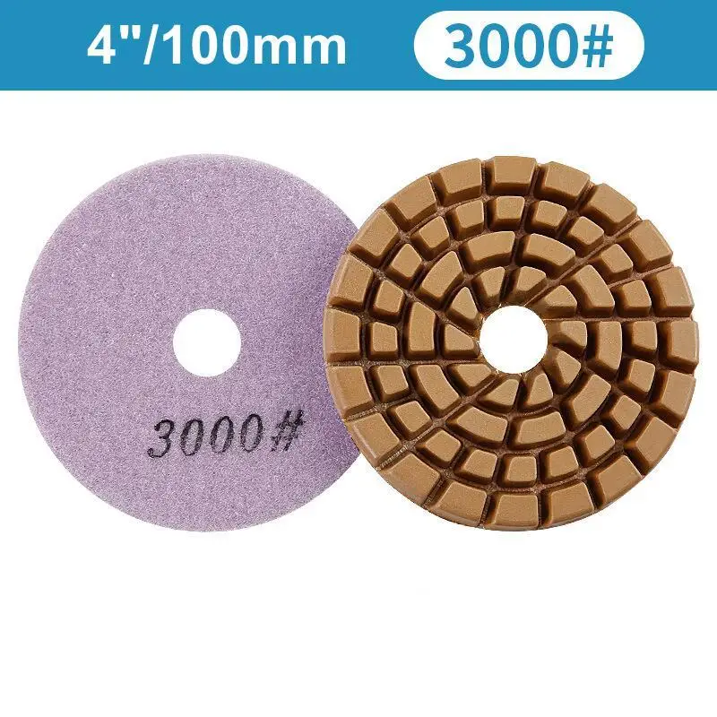 7PCS 4Inch Floor Polishing Pads 100mm Diamond Polishing Pads Wet Restoration Grinding Disc Sanding Concrete Floor Polishing Pad