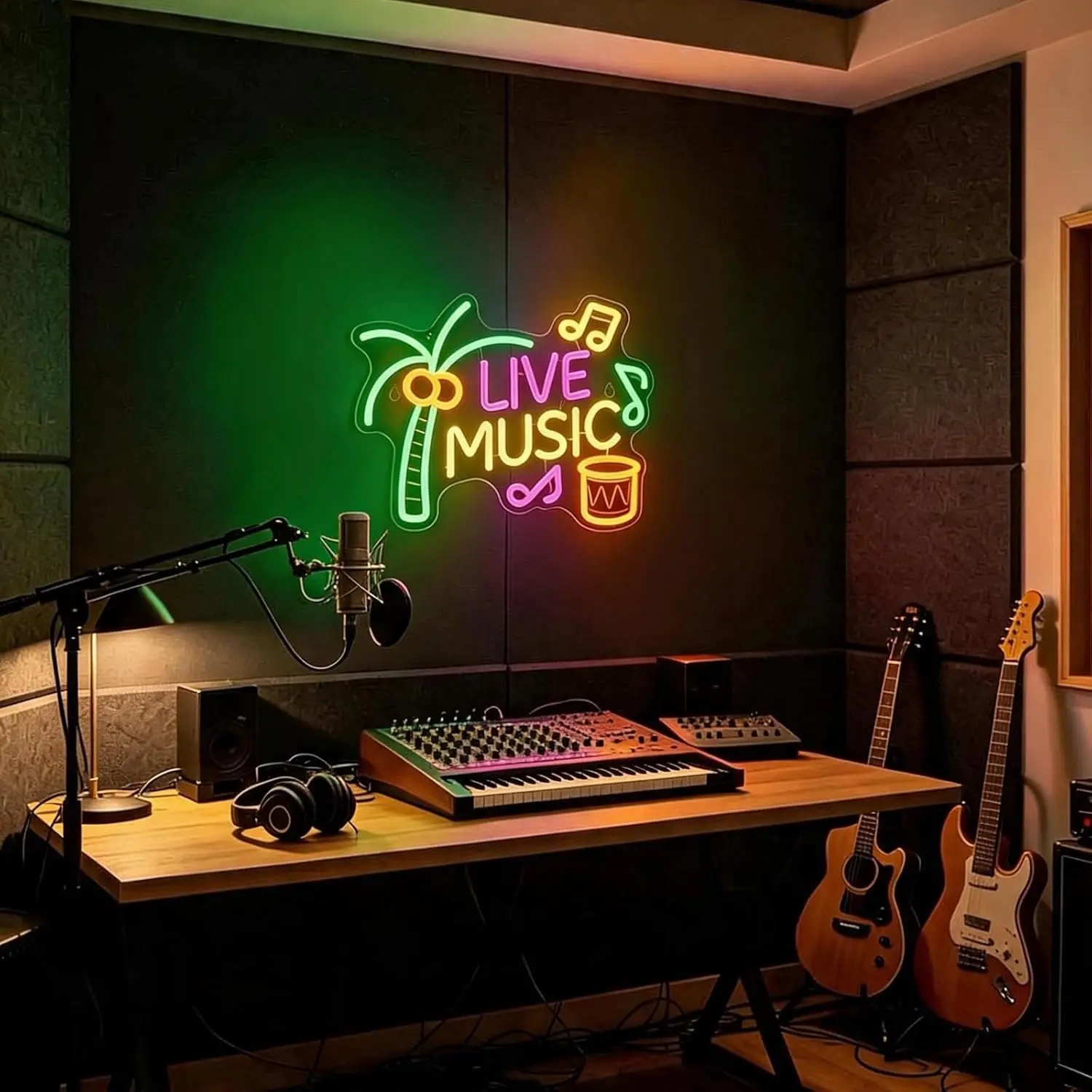Live Music LED Neon Sign USB Powered Neon Light For Bar Pub Club Beach Themed Party Home Wall Hanging Music Theme Art Decor Gift