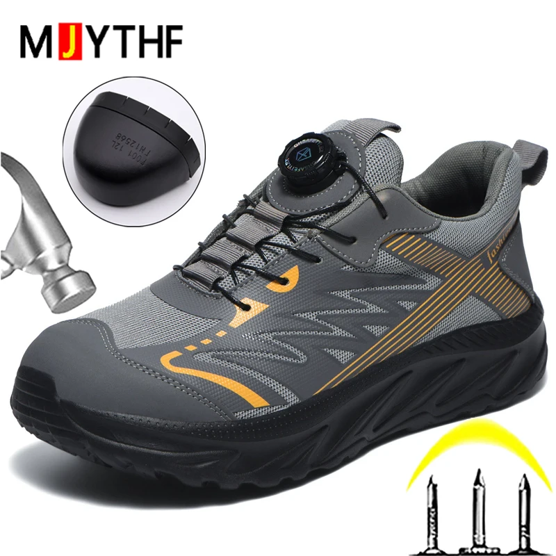 2026 New Work Safety Shoes Rotating button Work Sneakers Breathable widened Steel toe shoes Security Boots Indestructible shoes