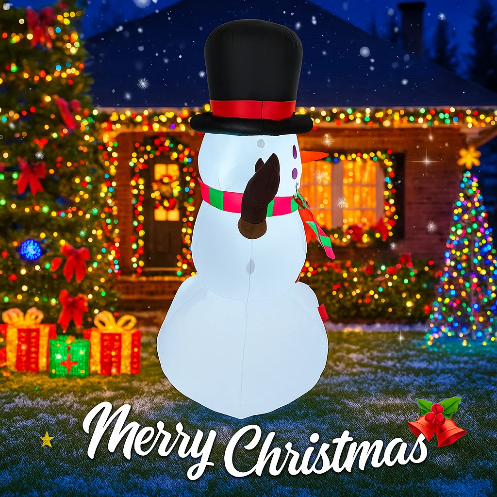 Chapéu de brinquedo inflável de 5,25 pés, boneco de neve, decorações de natal para quintal com luzes led, fornecimento de natal, ornamento para casa, presente festivo de feriado