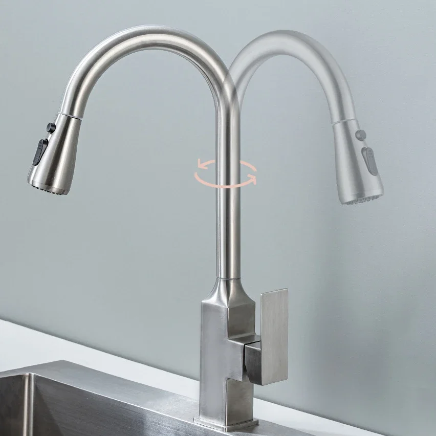 Stainless Steel  Touch Kitchen Faucet with Pull Down Sprayer  Hot Cold Kitchen Sink Mixer  Smart  Sensor Pull Out Kitchen Tap