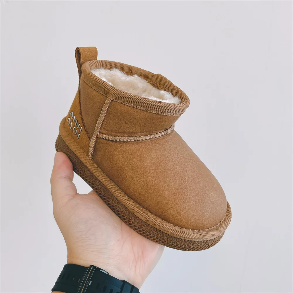 Botas de algodão de pelúcia infantil, sapatos de bebê, mais veludo, grosso, quente, antiderrapante, meninos e meninas, crianças, inverno, novo estilo