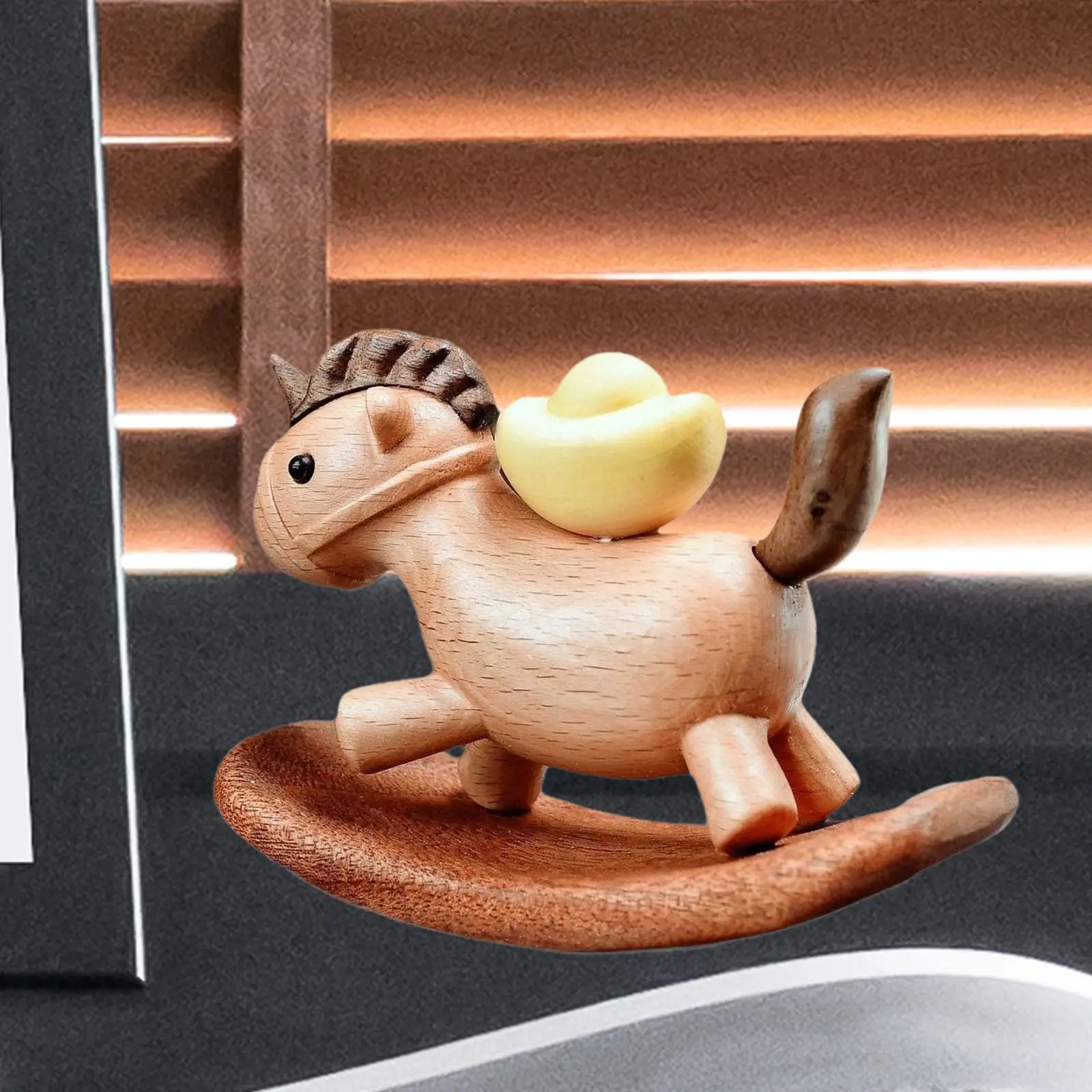Miniature Horse Ornament Wooden Desktop Sculpture for Dollhouse Miniature Accessories Home Decor Shelf