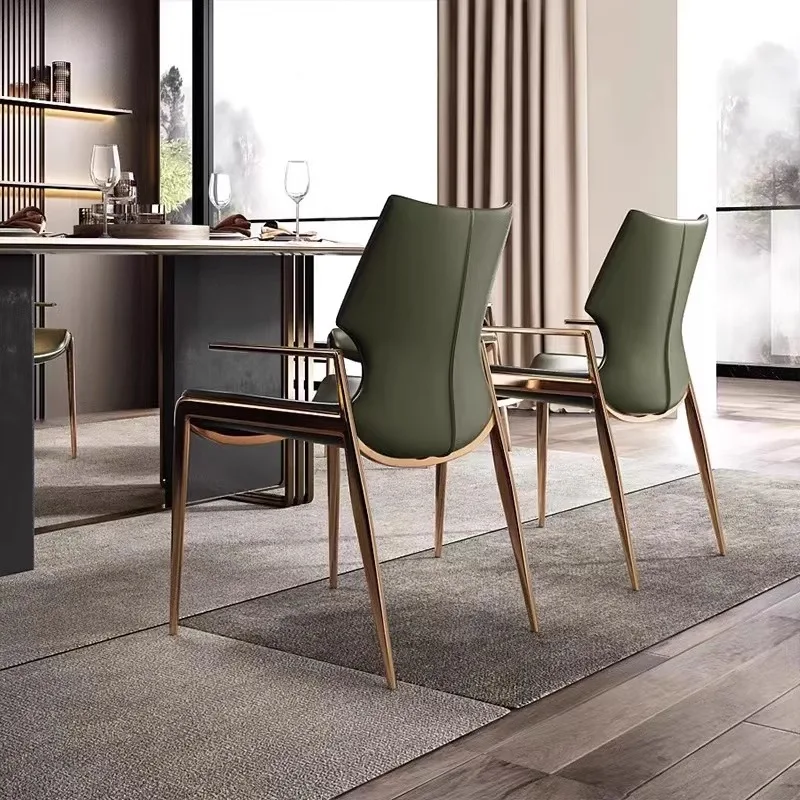 

Italian Style Dining Chair Modern Saddle Leather Backrest Minimalist Home Hotel Luxury