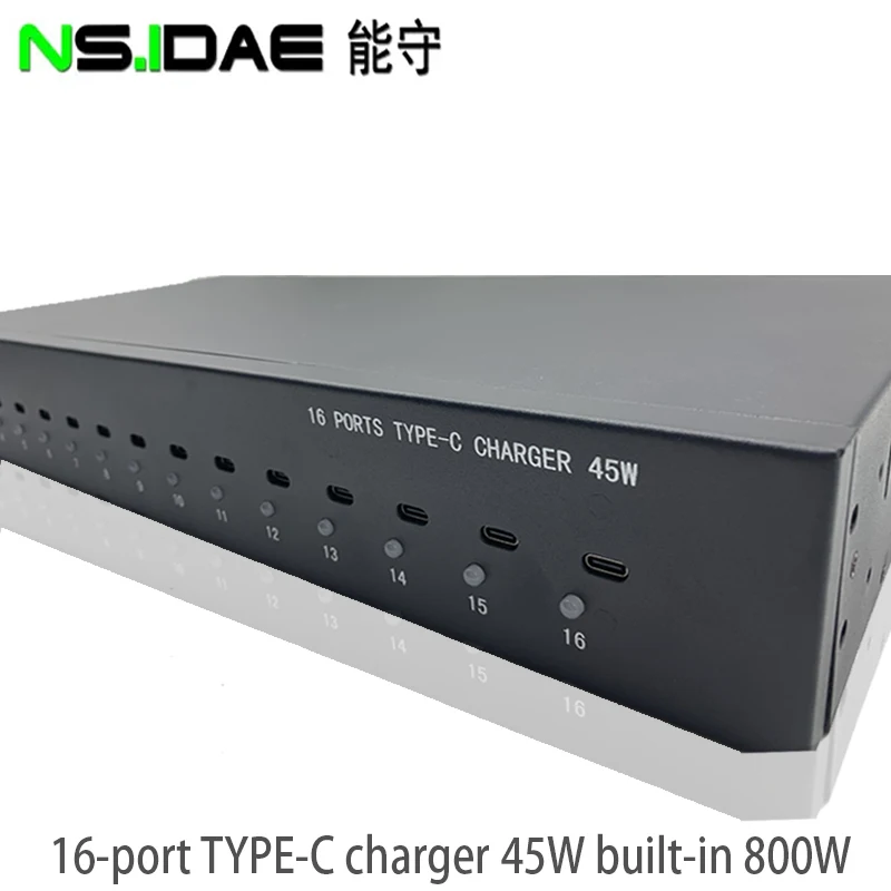 Cabinet type 16-port TYPE-C 800W PD QC Fast charger Intelligent belt rotating lamp EU AU US UK plug