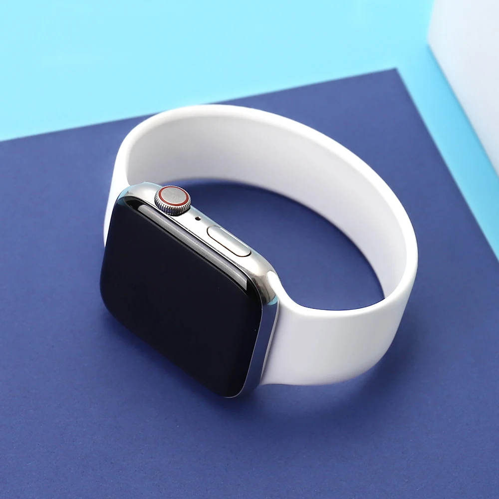Silicone Solo loop Strap for Apple Watch Band 10 46/42mm 44mm 40mm 45mm 41mm bracelet correa iwatch series 9897SE6543 ultra 2 49