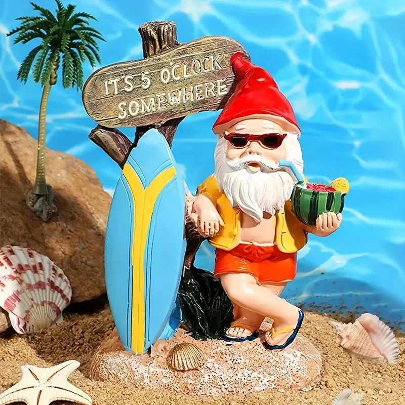 

1pc Cute Garden Gnome Statue-Funny Cartoon Beach Gnome for Outdoor and Indoor Decor-Perfect DIY Potted Landscape Gift for Friend