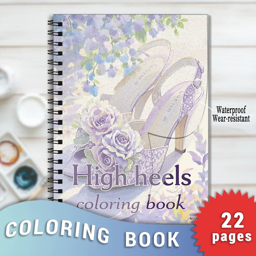 

High Heels and Flowers Adult Coloring Book - 8.3x11.2 inches Stress relief coloring book 22 pages of art therapy illustrations